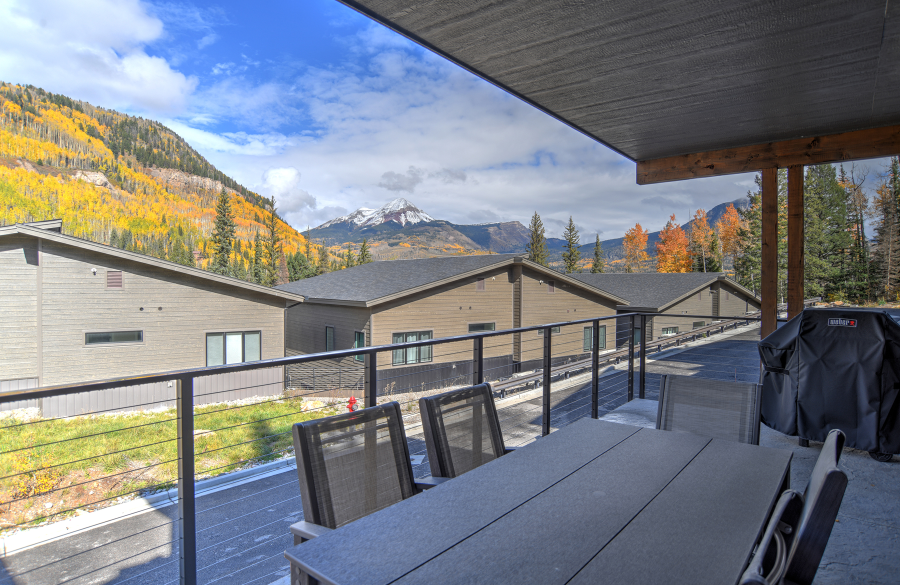 Views of Mtn Enginner from the Deck - Outdoor dining table and Weber BBQ Grill