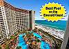 Lagoon-style resort pool and Gulf-front beach views at Shores of Panama in Panama City Beach. A guest favorite for relaxing, swimming, and enjoying the Emerald Coast.