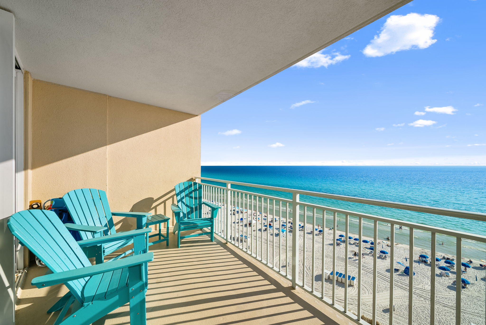 Private balcony with turquoise Gulf view at 5 o'clock Somewhere Unit 934 in Panama City Beach