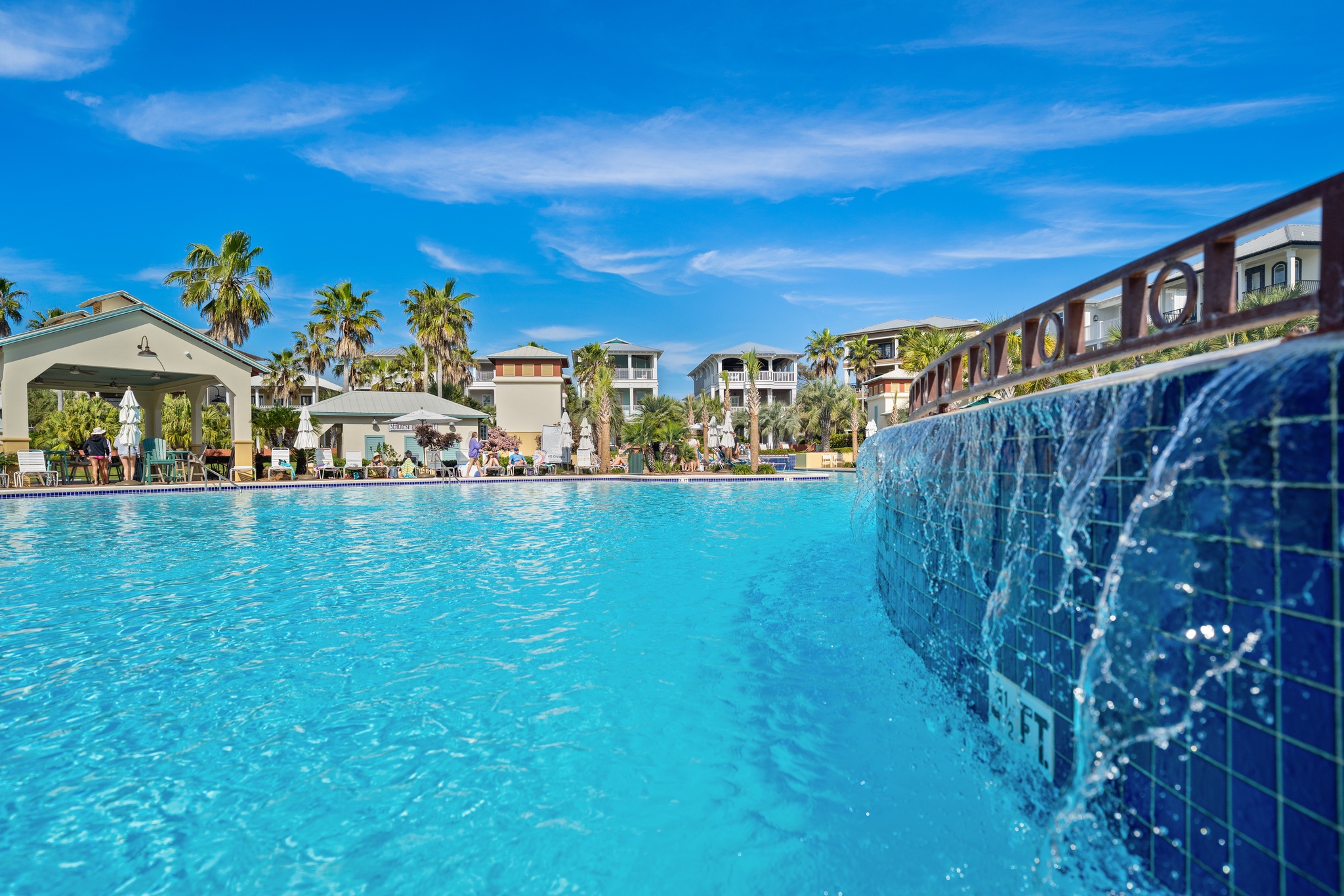Resort-style community swimming pool available to guests staying at Beauty and the Beach near 30A