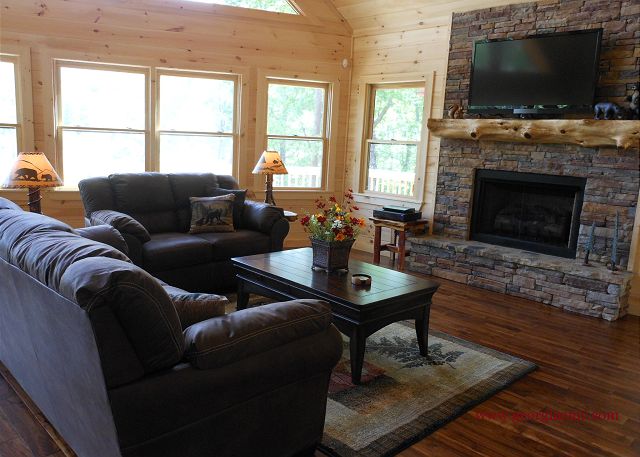 Gas Fireplace, Flat screen TV set HD with Blue Ray Player