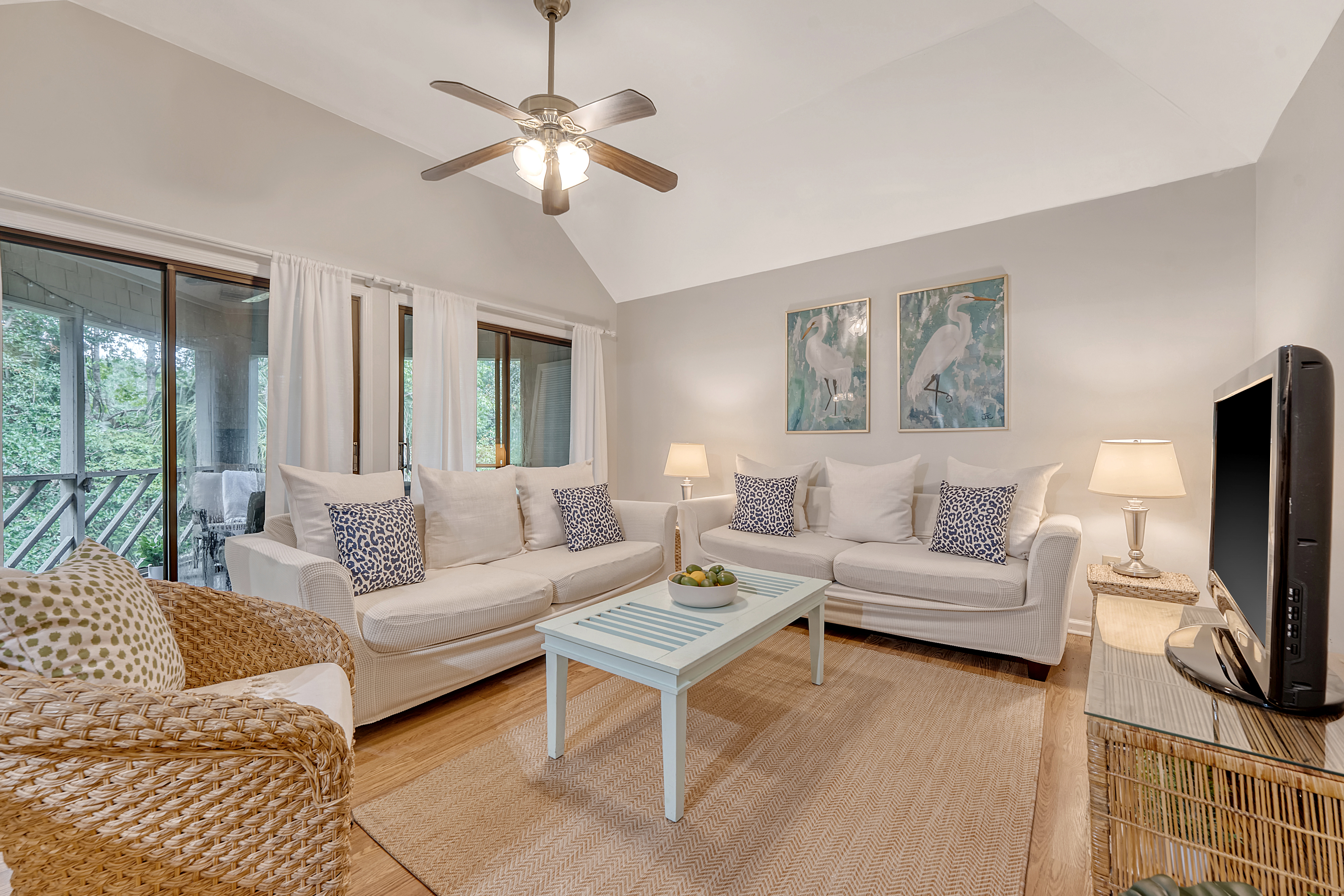 Spacious Living Area And Screened Porch - Charming Coastal Villa - Kiawah Island, SC
