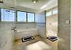 Main Bathroom – Features a large walk-in shower and a full size bathtub.
