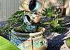 Garden fountain.