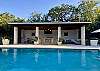 The 40' Cabana's white rock pillars, bar, lounge, al fresco dining and poolside movies is exceptional.