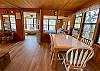 Wood floors, wood ceiling, rustic river decor.