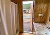 A mountain & pool view from the upstairs bathroom!