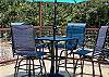 Lots of poolside dining tables.