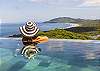 In the pool enjoying the ocean breeze