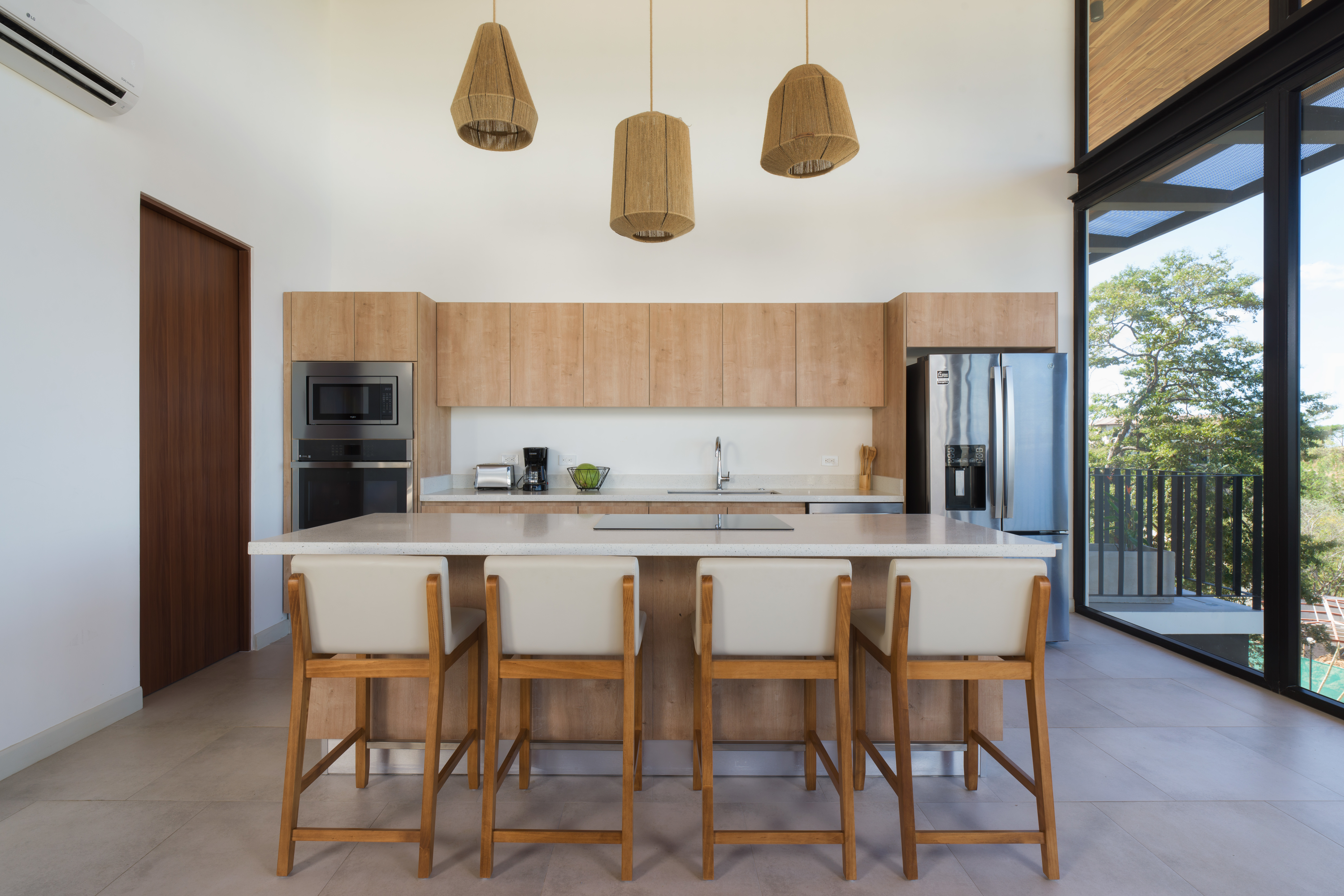 Bright kitchen and dining area with natural lighting