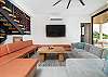 Spacious living room with smart TV