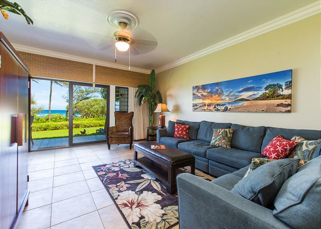 Living Room with Ocean Views & Queen Sofa Sleeper