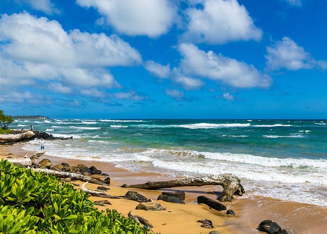 Kaha Lani Resort is just steps from long sandy beaches.