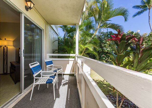 Ground floor unit with pool access. Living room Lanai.