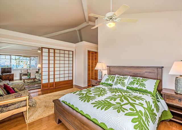 Master bedroom on upper level with air conditioning.