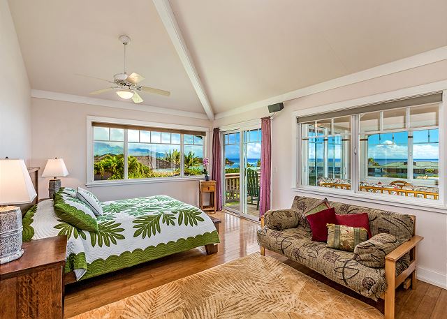 Upstairs master bedroom with views towards Shipwreck Beach!