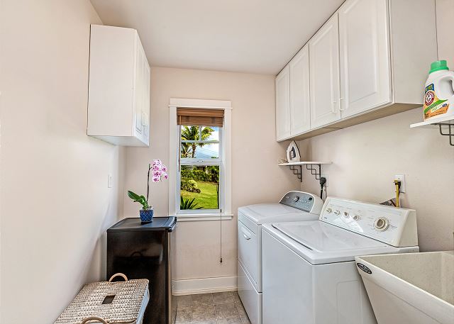 Washer and dryer provided at Mele Kai on lower level.