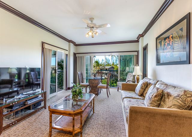 Spacious Living and Dining Area opens to Private Outdoor Lanai