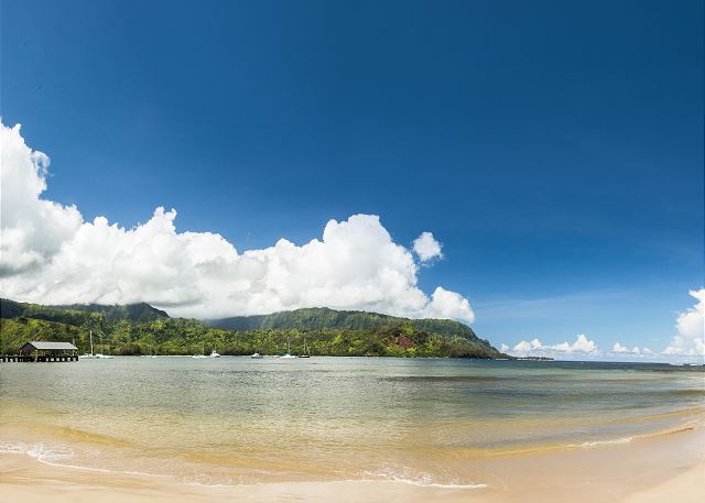 5-10 minute drive from Princeville is the beautiful Hanalei Bay
