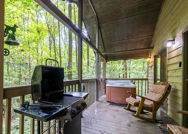 Front Porch with Gas Grill and Hot Tub