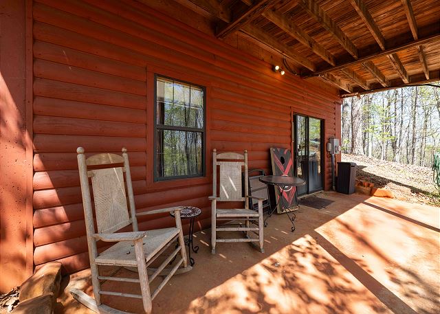 Rocking Chair Porch with Corn Hole Game
