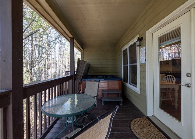 Screened Back Deck with Hot Tub