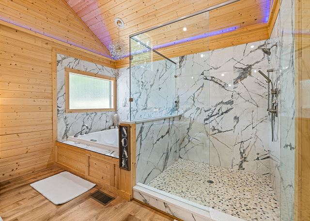 Large Shower and Jetted Jacuzzi Tub