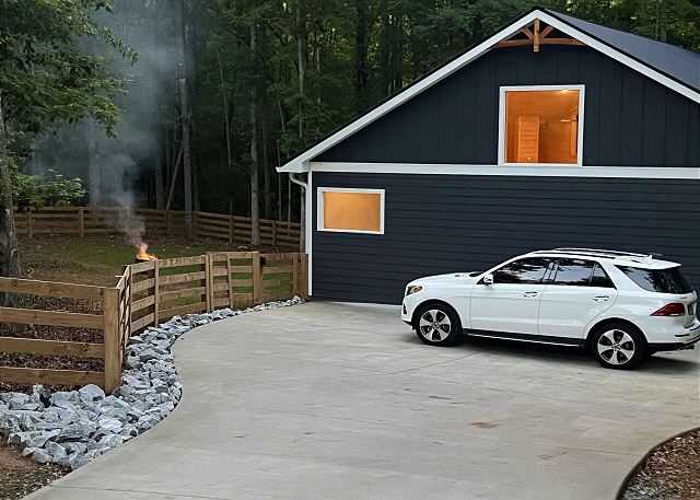 Ample parking with access to fenced dog play area