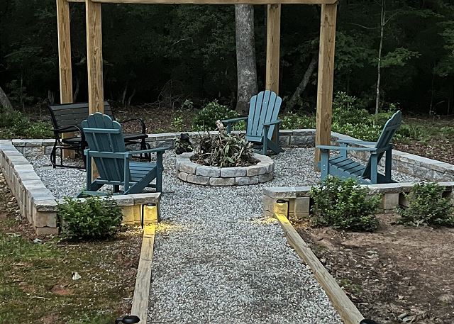 Romantic fire pit invoking conversation and smores