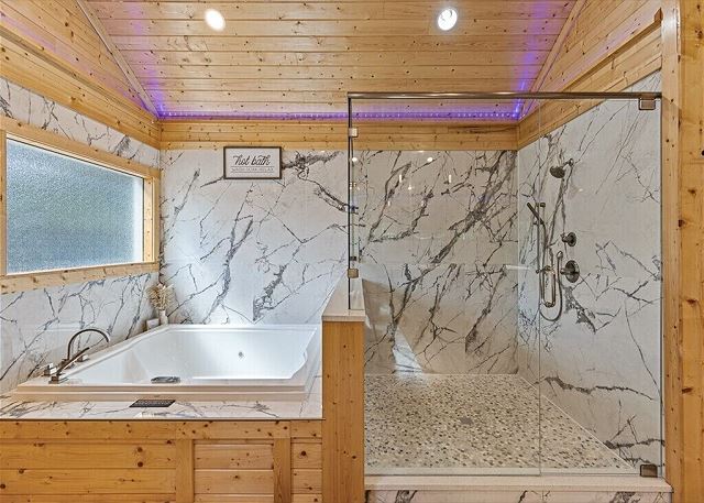 Out of the sauna and into the jacuzzi for a water jet massage