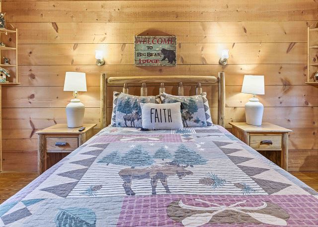 Pine Log Bed and Furniture