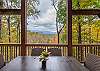 Outdoor table with seating for 6 and views.