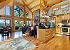 Main level kitchen, living room and dining area