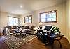 Downstairs living area with queen sleeper sofa.