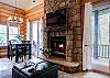 Living room with fireplace and flat screen TV