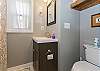 Upper level master suite w/ shower/tub combo.