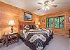 Bedroom with king bed and connecting bathroom.