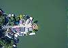 Aerial view of Captain's Quarter on the point.