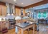 Open, modern and fully equipped kitchen.