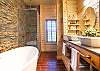 Master bath w/ double sinks, soaking tub, & walk-in shower