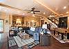 Downstairs den with game area and snack bar.