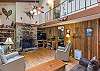 Wood burning fireplace in living room
