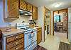 Kitchen opens to dining room