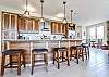 Kitchen island with seating for 6.