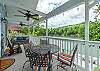 Upper deck w/outdoor dining table & gas grill
