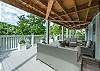 Patio seating & fire table on the second deck