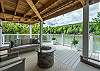 Patio seating & fire table on the second deck