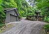 Driveway and parking areas alongside the home