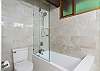 Sleek bath w/double vanity & shower tub combo