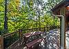 Picnic seating on the wraparound porch